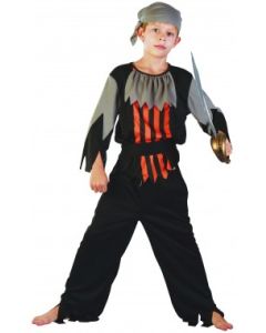 Costume garçon pirate orange et noir - Taille 10/12 ans