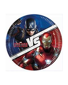 8 assiettes Avengers Civil War 23 cm