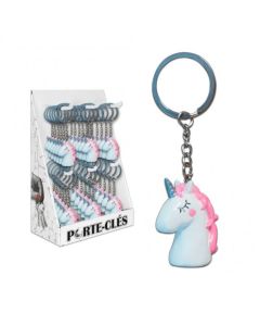 Porte clé licorne blanc et rose