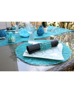 Ruban abaca métallisé - turquoise