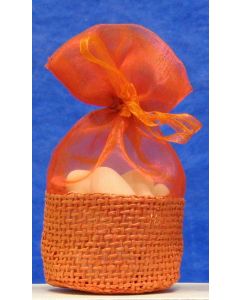 Bourses en jute et organza - orange 5,5 cm x 12 cm 