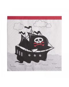 Serviette 3 plis Pirate de coloris rouge