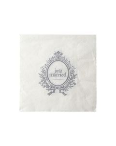 20 Serviettes just married blanche