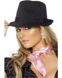 Chapeau de Gangster femme noir rayé rose