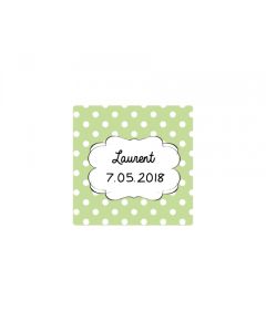 40 Stickers vert pois blanc personnalisés