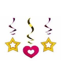 Lot de 3 suspensions de fête  coeur et étoiles