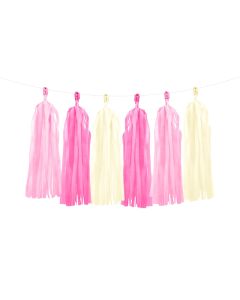 guirlande tassels crème/rose pâle/rose foncé