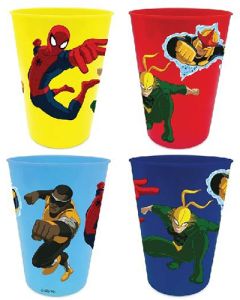 4 Verres en plastique - Spiderman pas chers